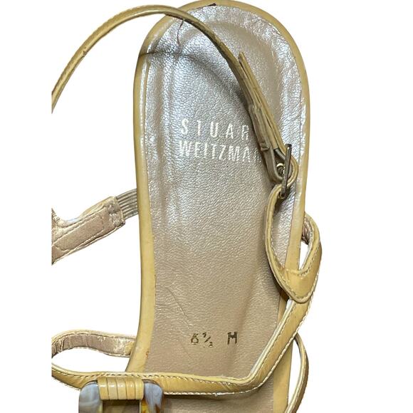 Stuart Weitzman Strappy Tortoiseshell & Leather Wedge Sandals 6.5 - Picture 2 of 9